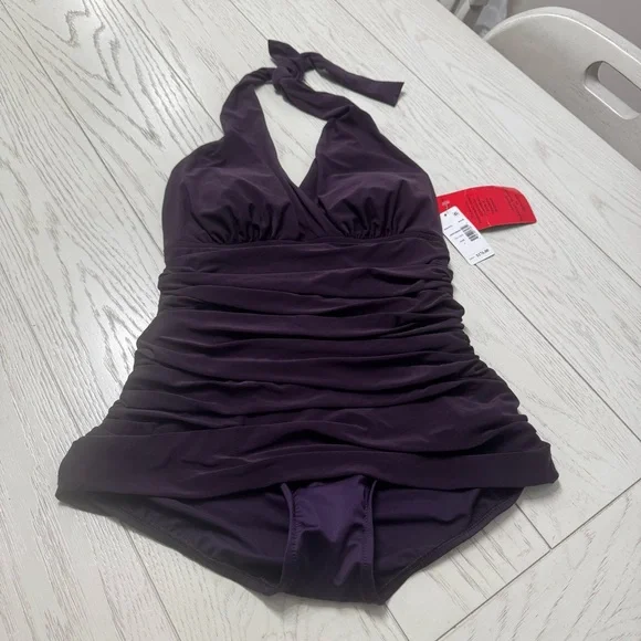 Magicsuit Purple Halter One-Piece Swimdress - Picture 5 of 15